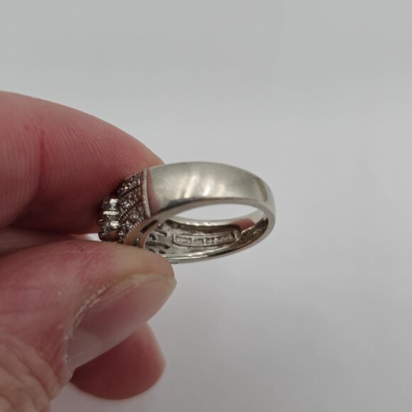 Size 5.25 Sterling Silver Cluster Cute Cubic Zirconia Gems Ring A2632 - Picture 6 of 9